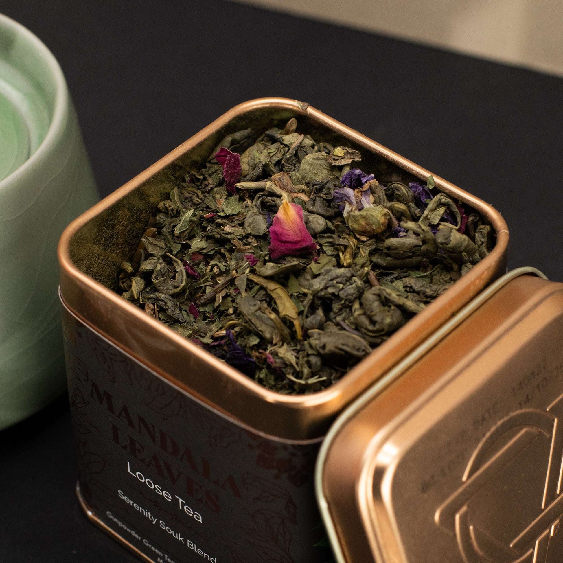 Serenity Souk Blend – 50g Loose Leaf Green Tea with Mint & Rose