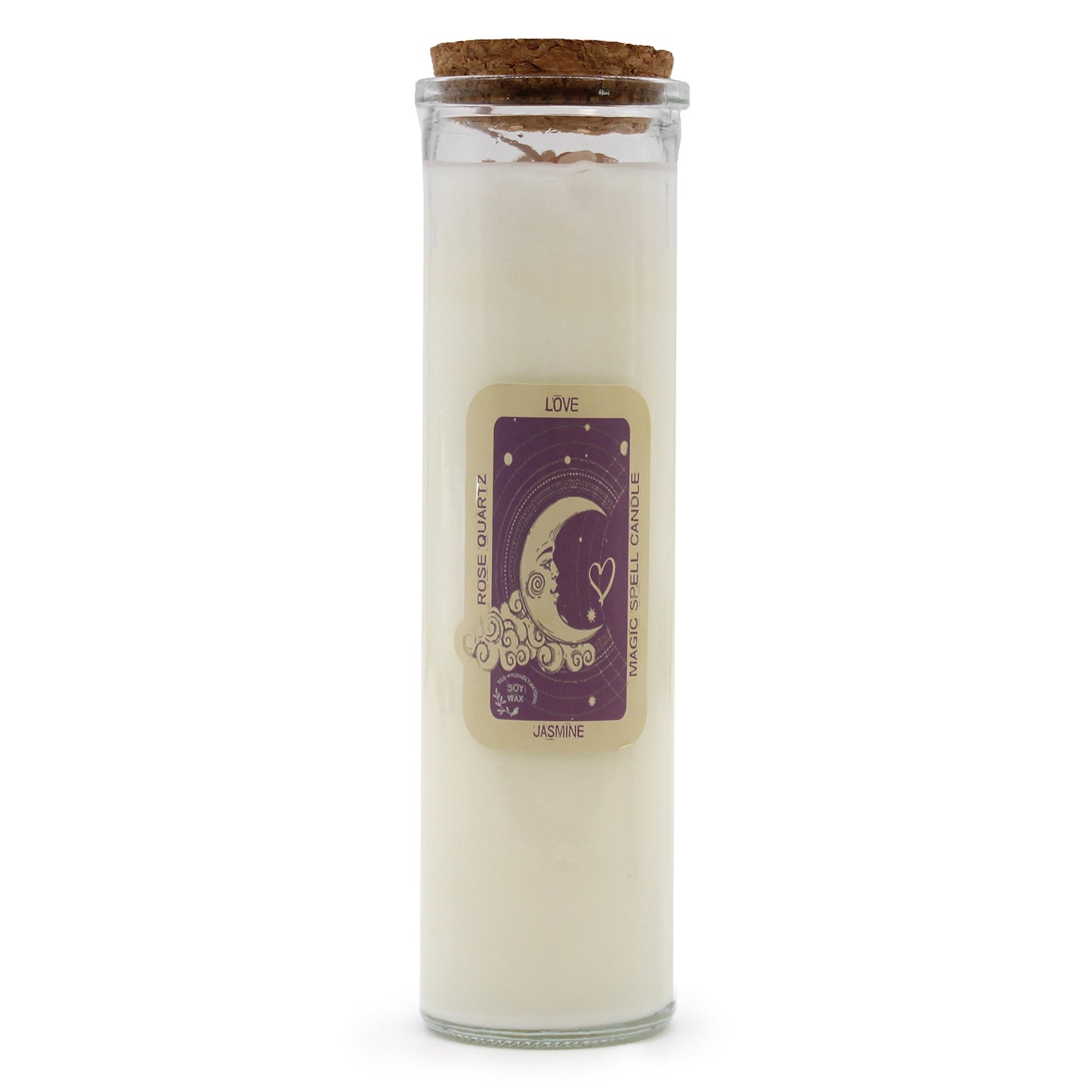 Love Magic Spell Candle – Rose Quartz & Jasmine