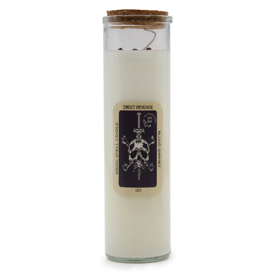 Sweet Revenge Magic Spell Candle – Blood Garnet with Lily