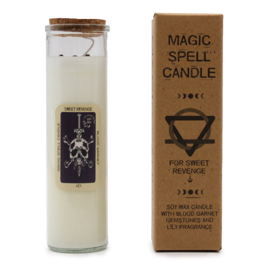 Sweet Revenge Magic Spell Candle – Blood Garnet with Lily