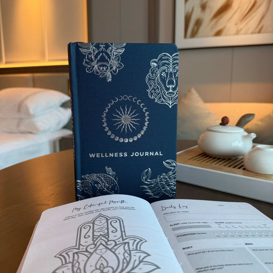 Midnight Blue Wellness Journal – Silver Zodiac (120 Pages)