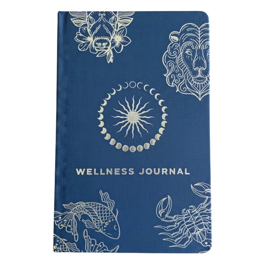 Midnight Blue Wellness Journal – Silver Zodiac (120 Pages)