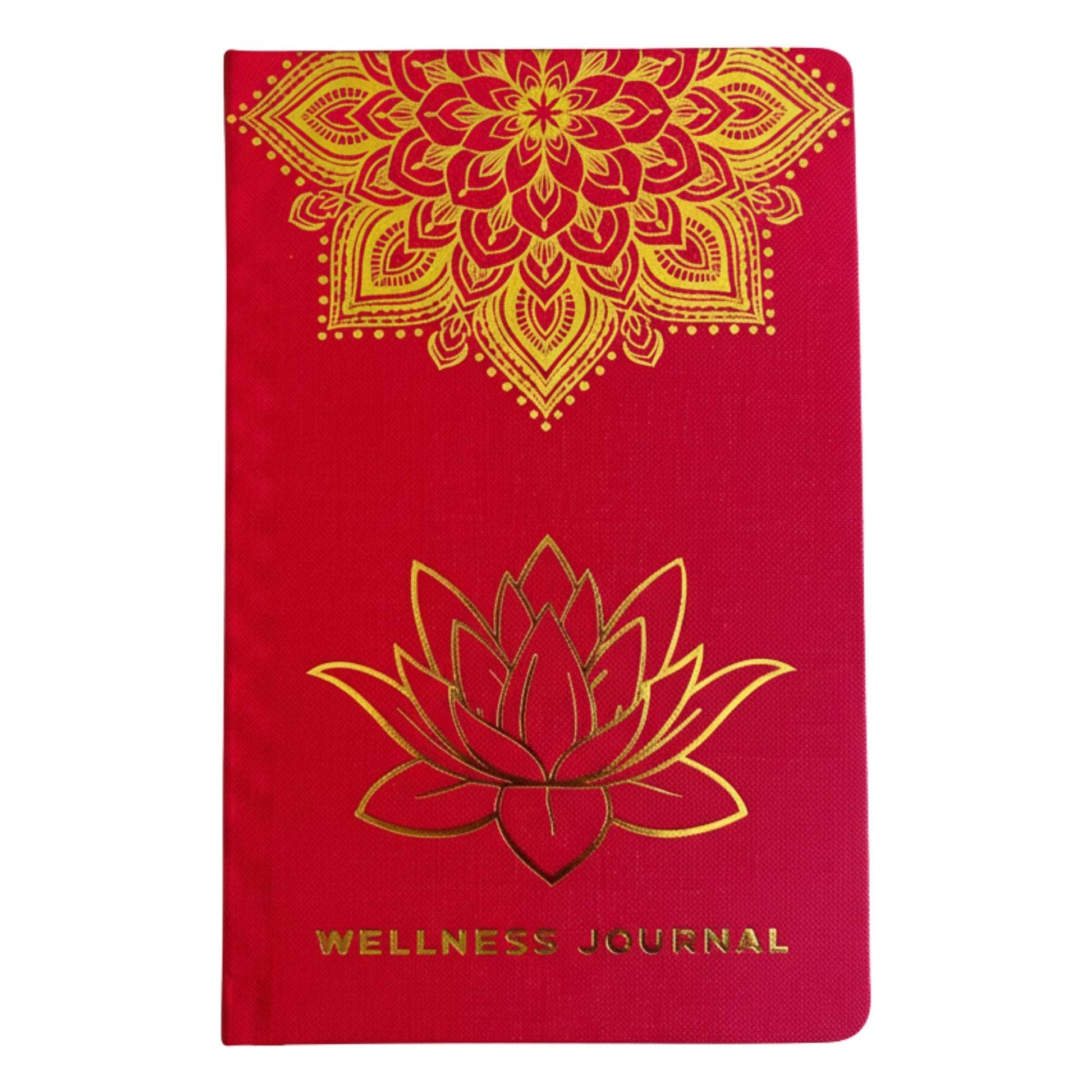Red Wellness Journal – Golden Mandala & Lotus (120 Pages)