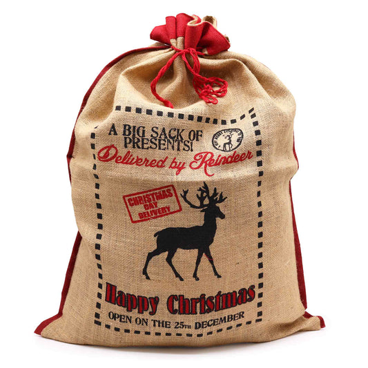 Delivered By Reindeer Jute Sack
