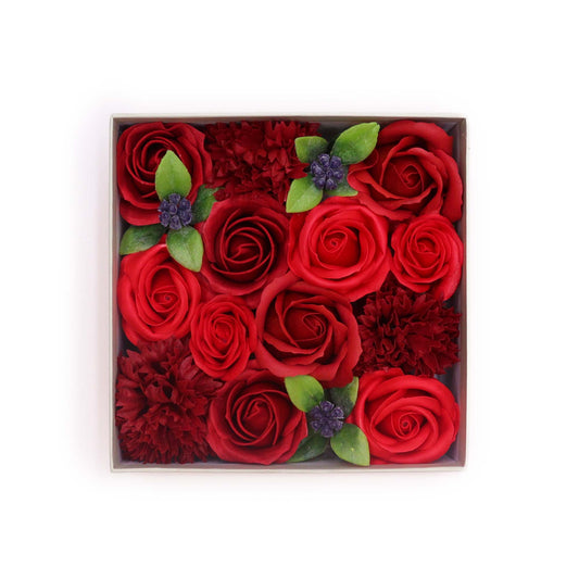 Soap Flower Gift – Square Box (Classic Red Roses)