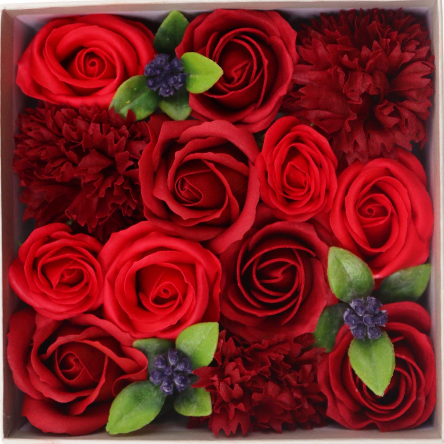 Soap Flower Gift – Square Box (Classic Red Roses)