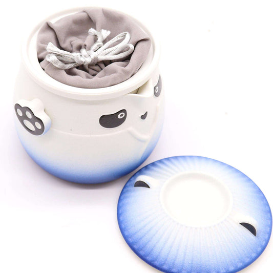 Panda Teapot Set with Three Cups – Sky Blue (Ceramic)